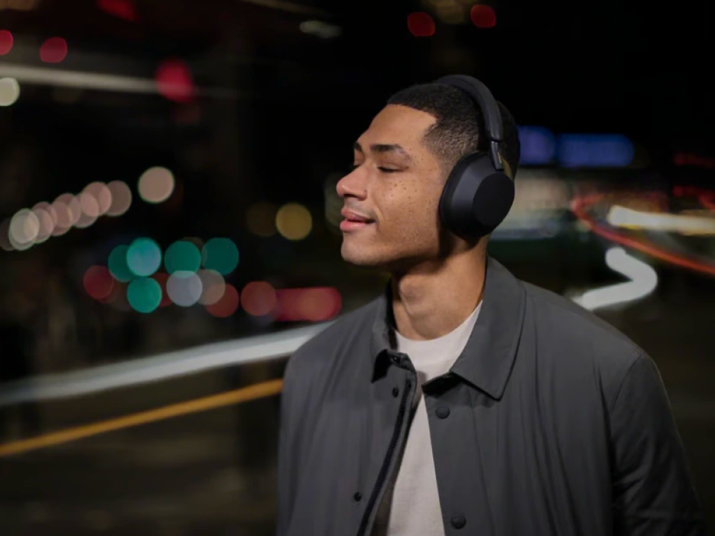 Sony WH-1000XM5 headphone in black showcasing its sleek noiseless design and premium matte finish for a professional look.